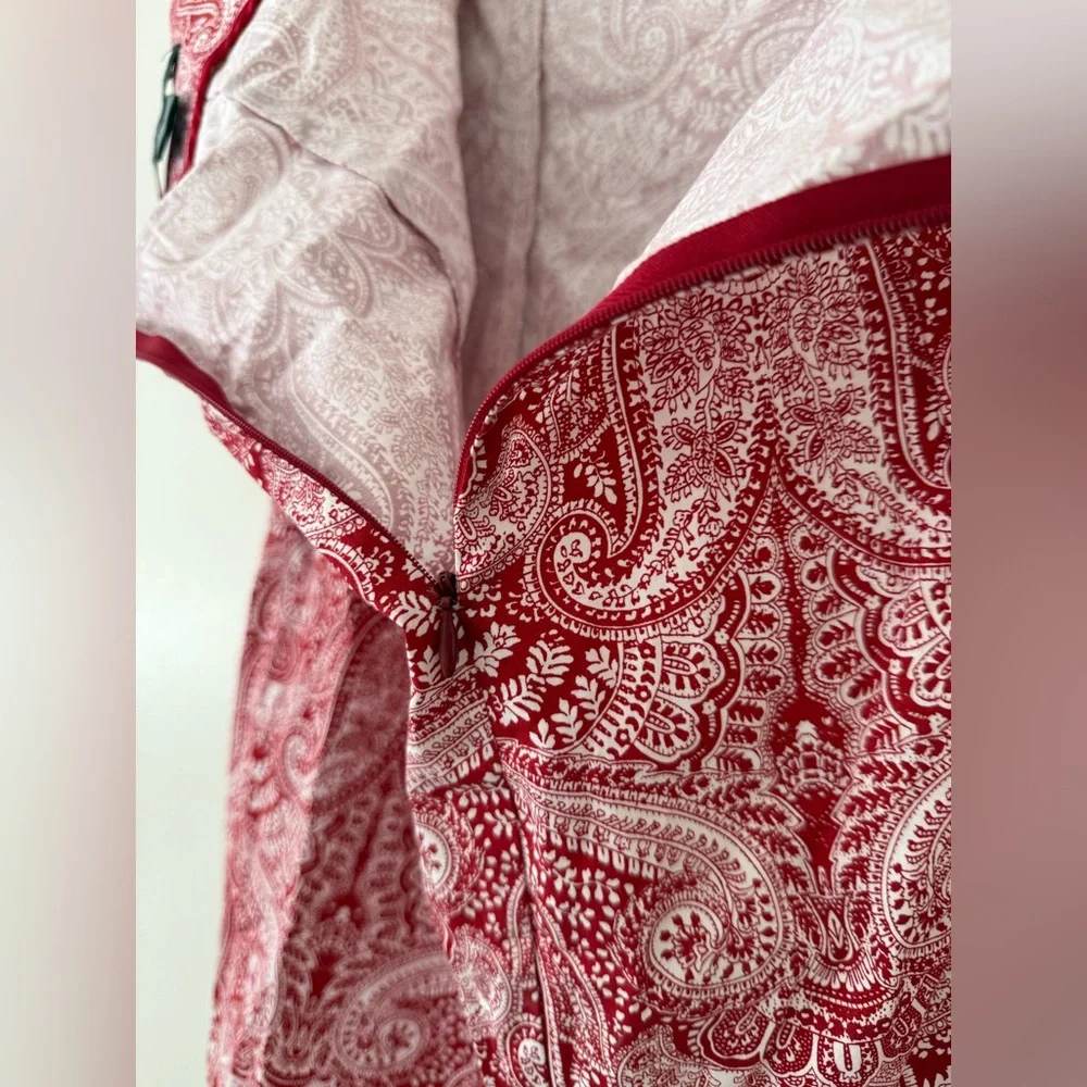 Plus Size 18 Strapless Mini Dress Red and White Paisley Bandana Western - Picture 6 of 13